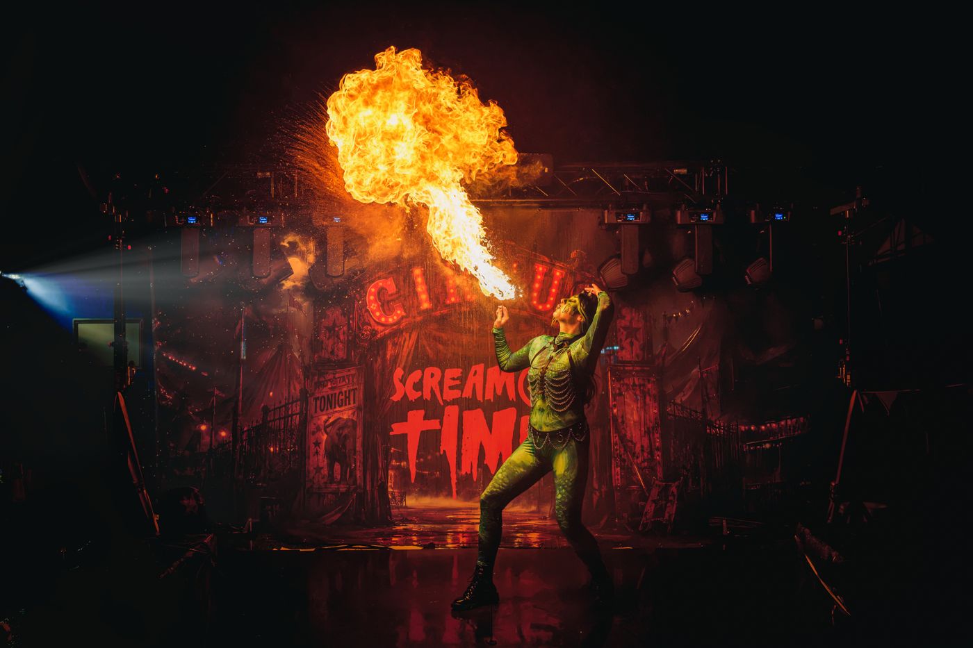 Fire breather at the Circus of Scream Time